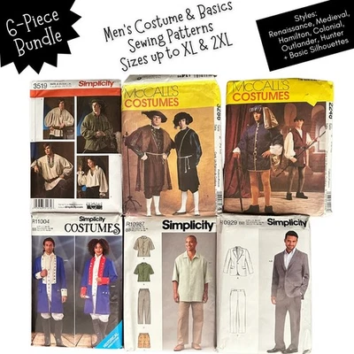 6 Sewing Patterns LOT Mens LARP Costume Cosplay Renaissance Medieval Hamilton - Image 1 of 4