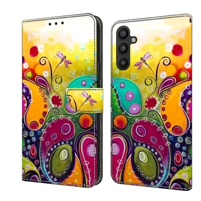 For Various Phone Colorful Vine Card Wallet Case Bag Flip Stand Cover Magnetic - Image 1 of 4