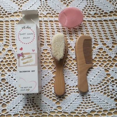 New Baby Hair Brush and Comb Set for Newborns & Toddlers Wooden Baby Brush Set - Image 1 of 4