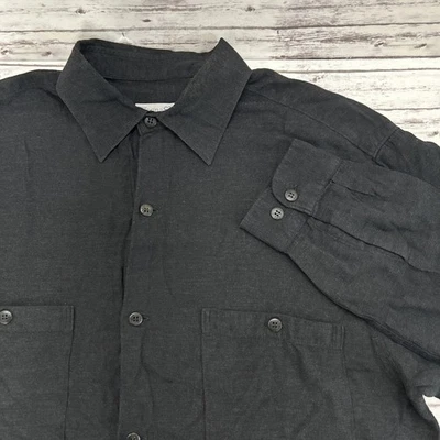 Ermenegildo Zegna Sport Shirt Men S Black Cotton Blend Made In Italy Long Sleeve - Image 1 of 4