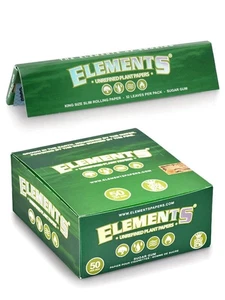 50X ELEMENTS GREEN KING SIZE SLIM Rolling Papers Skin Genuine - Picture 1 of 3
