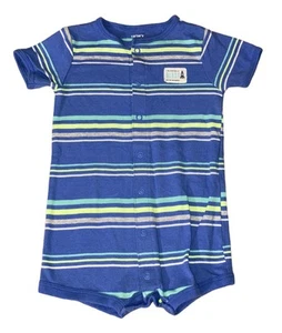 NEU Carter’s Baby Junge gestreifter kurzärmliger Strampler - Größe 12 Monate - Bild 1 von 1