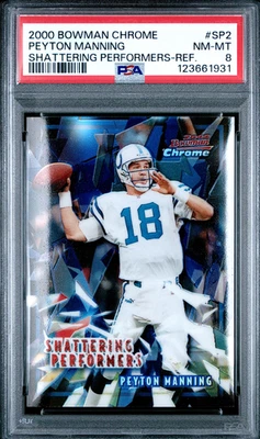 PSA 8 2000 Bowman Chrome Shattering Performers Refractor Peyton Manning #SP2 - Image 1 of 2