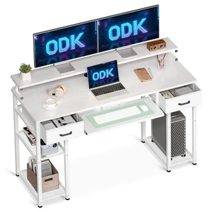 ODK Schreibtisch mit Schubladen, Computertisch mit Regal, Bürotisch mit 120x4... - Bild 1 von 8