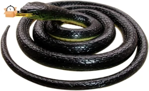 Serpente nero in gomma realistico lungo 52 pollici giocattolo spaventapasseri - Foto 1 di 12