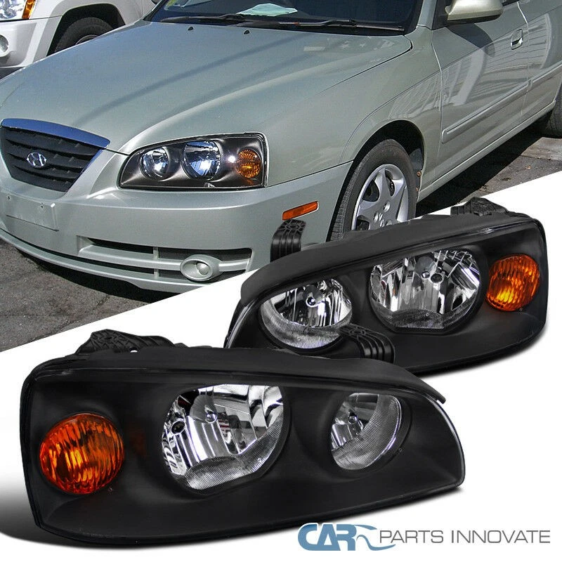 Fits 2004-2006 Hyundai Elantra Headlights Black Lamps Left+Right 04 05 06 Foto 1 de 4