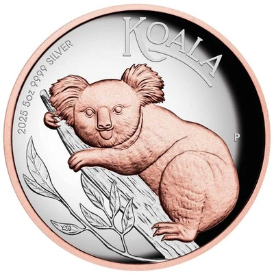 Australian Koala 2025 5 oz $8 Pure Silver Coin  Australia Perth Mint - Image 1 of 4