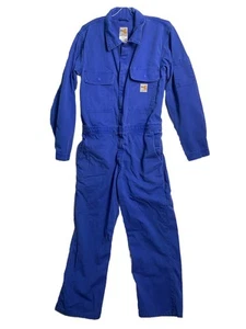 CARHARTT Flame-Resistant Coverall Blue 101017 Fire FR Men's Work Size 38 Short - Picture 1 of 24
