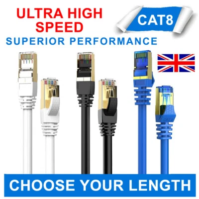 CAT8 SHIELDED 2000MHZ 40GBPS ETHERNET LAN ULTRA HIGHSPEED PATCH SPEED CABLE RJ45 - Image 1 of 4