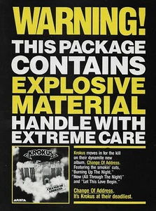 Krokus Adressänderung Arista Records 1986 Promo Anzeige 8x11 Mini Poster - Bild 1 von 1