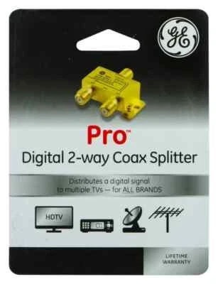 GE Pro Digital 2-way Coax Splitter 5-2500 MHz Coaxial Cable 33526 - Image 1 of 4