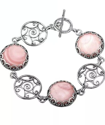 NWOT OR PAZ STERLING SILVER 925 PINK MOTHER OF PEARL BRACELET 7.25" ISRAEL PZ - Image 1 of 4