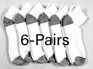 Burlington Men's Comfort Athletic Thick Quarter Socks 6 pairs (Large 6-12) White - Picture 1 of 10