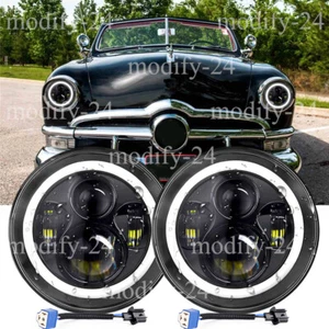 Pair 7" Round LED Headlights fit Ford Custom 1949 1950 1951 1952 1953 1954-1957 - Picture 1 of 20