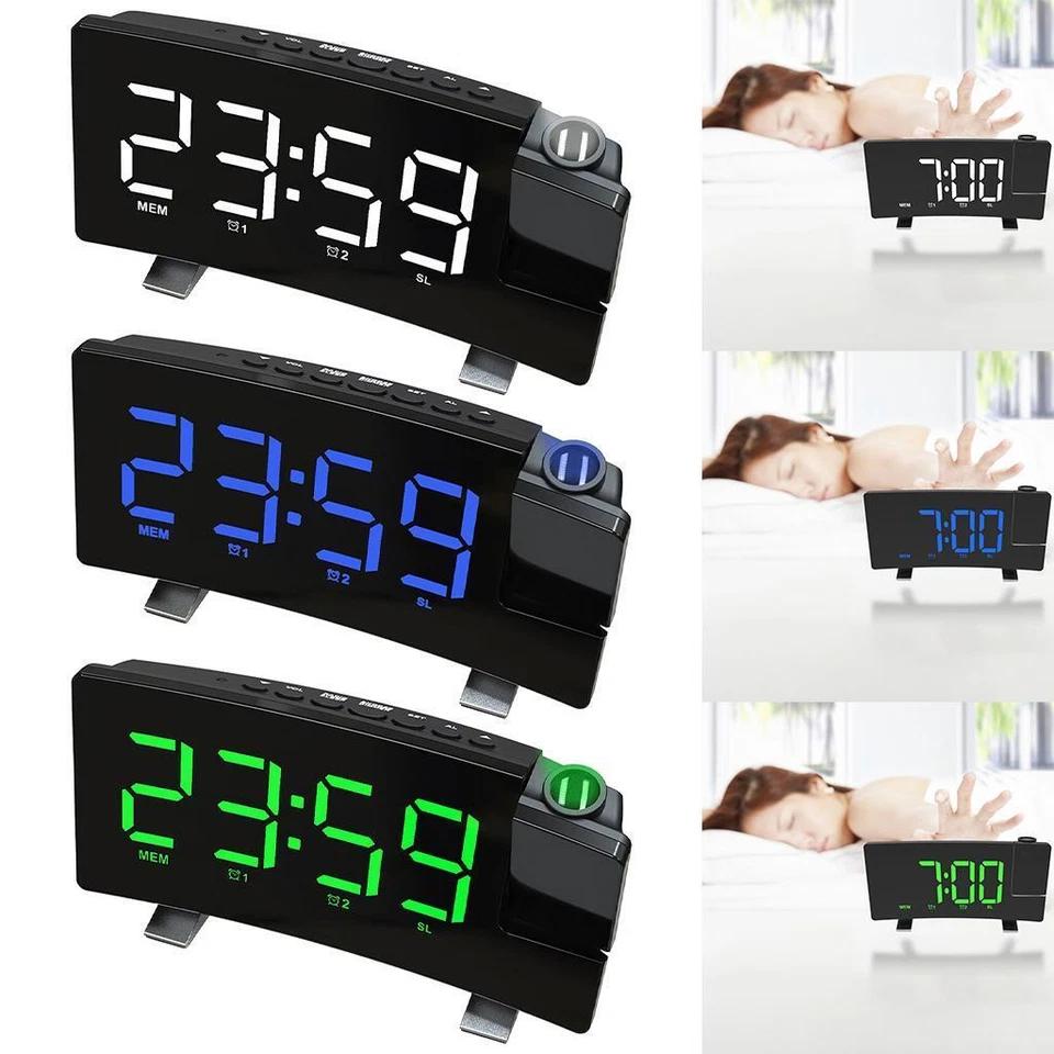 Alarm Clock Radio with Timed Off Projection Curved Screen - Image 1 of 1