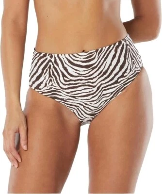 Parte inferior de bikini Coco Reef tiro alto reversible cebra estampado de leopardo marrón blanco XL Foto 1 de 4