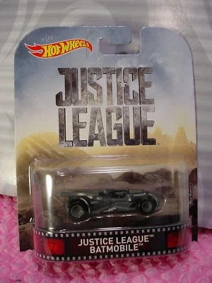 2017 JUSTICE LEAGUE Batman BATMOBILE☆gray;real riders☆Hot Wheels Retro Enter - Image 1 of 2