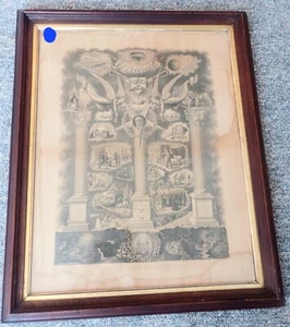 Odd fellowship OddFellows Antique Rare Art Biblical Images Original Frame - Picture 1 of 11