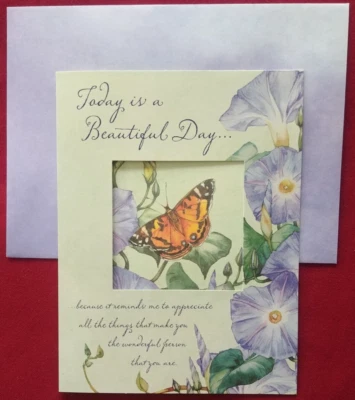 Tarjeta de cumpleaños "Butterfly Open Window", (1) Leanin' Tree, nueva con (1) sobre Foto 1 de 4