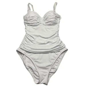Bleu by Rod Beattie Kore Shirred Underwire One Piece Swimsuit White Womens 8 - Picture 1 of 9