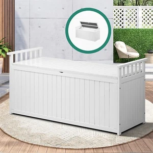 Livsip Outdoor Storage Box Garden Bench Wooden Container Cabinet 500L White - Picture 1 of 10