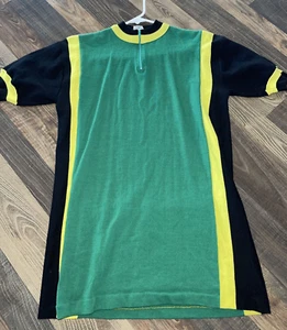 Vintage Santini Baleno Seattle Wolle Radtrikot schwarz grün gelb Größe 6 - Bild 1 von 12