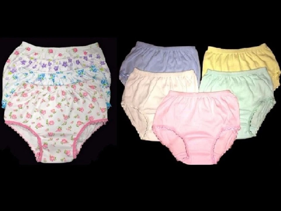 4pk Girl's Underwear 100% Cotton Colors Designs Infant Toddler Preteen Size 1-12 - Image 1 of 4