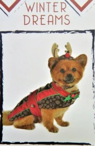 NEW Christmas Reindeer & Antlers Pet Dog Clothes Warm Costume w/Bells - MEDIUM - Picture 1 of 11