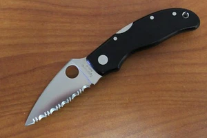 -Vintage Rare Spyderco Calypso Jr. Micarta- Aus 8 Steel -C52BMP-Fast Shipping - Picture 1 of 12
