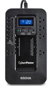 Battery Backup Surge Protector CyberPower Ecologic EC650LCD 8 Outlets 650VA 390W - Picture 1 of 6