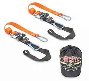 1.5in x 6.5ft Heavy Duty Ratchet Tie-Down Straps with Soft-Tye, Carabiner Hoo... - Afbeelding 1 van 7
