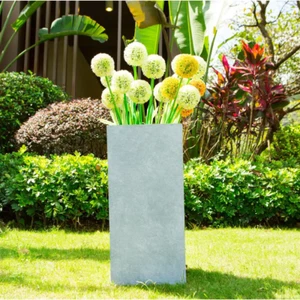 20 In. Lightweight Concrete Rectangle Modern Outdoor Planter Tall Slate Gray - Picture 1 of 12