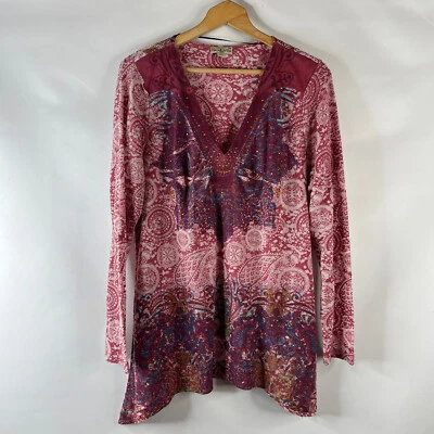 Top túnica Live And Let Live para mujer talla 3X rojo cachemir tachonado manga larga Foto 1 de 4