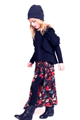 NUEVO Hannah Banana Invierno Niñas 2 piezas Suéter Negro Plisado Maxi Falda Conjunto 6 6x Foto 1 de 3