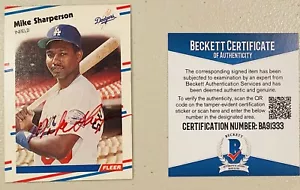 Mike Sharperson signed handsigniert 1988 Fleer Card #525 Beckett BAS Cert - Bild 1 von 1