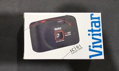 Vintage Vivitar IC101 35mm Point & Shoot Film Black Camera Focus Free - Image 1 of 2
