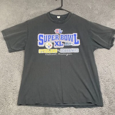 Camiseta Super Bowl XL Seahawks Vs Steelers Talla XL Desteñida 2006 De Colección Foto 1 de 4