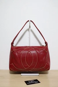 Chanel Red Leather Surprique Caviar CC Large Stitch Small Hobo Shoulder Bag GHW - Picture 1 of 19