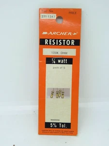 NOS RadioShack Archer 271-1347 Widerstand 100K OHM 1/4 Watt 5% Werkzeug - Bild 1 von 2