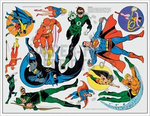 DC SUPER HEROES - JUSTICE LEAGUE STICKER DECAL SHEET - REPRINT - Picture 1 of 1
