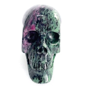 Calaveras de cristal de zoisita rubí tallado de 4,5"", cristal curativo, decoración del hogar - Imagen 1 de 9