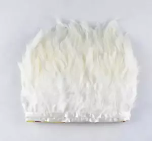 10 Metres White Rooster Feather Fringe Ribbon Trim DIY Craft Juju - Picture 1 of 5