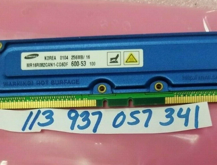256MB Rambus Rimm 256MB/16  184PIN  Non ECC PC 600-53  DUAL RANK  16X8  - Image 1 of 1