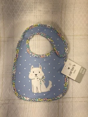 Nuevo Babero Carters Bebé Recién Nacido Bebé Alimentación Saliva Flores Azules Lunares Cachorro  Foto 1 de 4