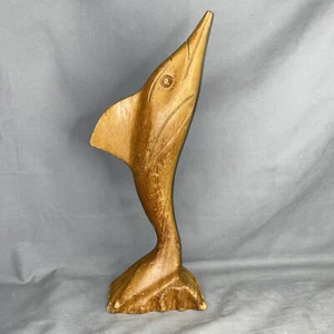 Vintage Hand-Carved Wood Dolphin Sculpture 11” - Picture 1 of 10