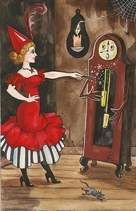 IMPRESIÓN DE PINTURA HALLOWEEN BRUJA RYTA ESTILO VINTAGE ARTE RELOJ FANTASMA Magia Popular - Imagen 1 de 1