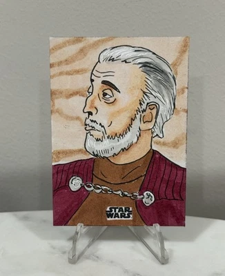 2025 Topps Star Wars Count Dooku 1/1 SKETCH CARD Art Ryan Thompson  - Image 1 of 2