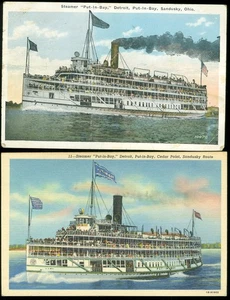 2 POSTCARDS - STEAMER PUT-IN-BAY CRUISE SHIP - Picture 1 of 1