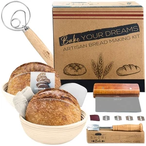 Banneton Bread Proofing Basket Set of 2 Round 9 Inch + Sourdough Bread Making... - Picture 1 of 7