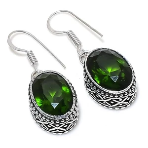 Peridot Gemstone 925 Sterling Silver Gift Jewelry Earring 1.42" X-Mas Gift v748 - Picture 1 of 3